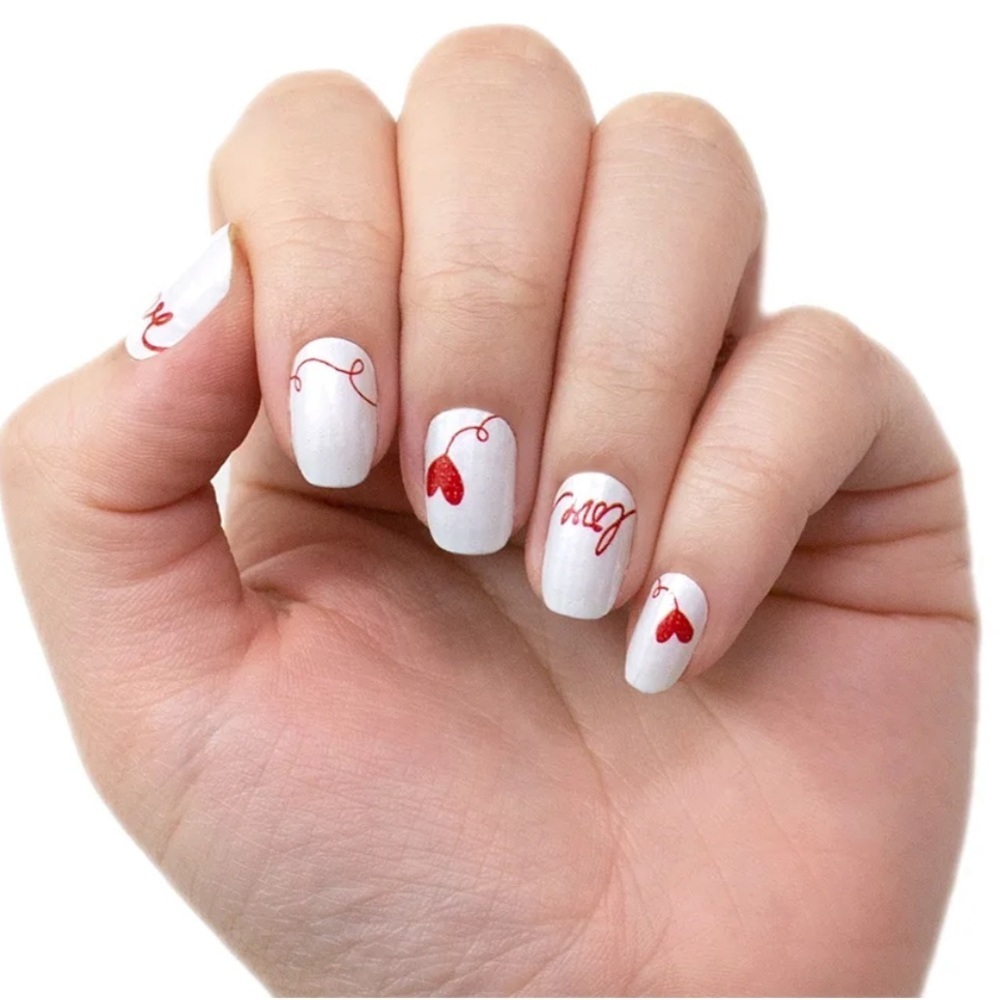 Color Street “Love Letter” creme finish of scribbled hearts & love nail strips - Picture 7 of 11